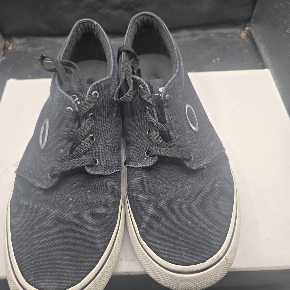 Oakley Black Canvas Sneakers with‎ White Soles